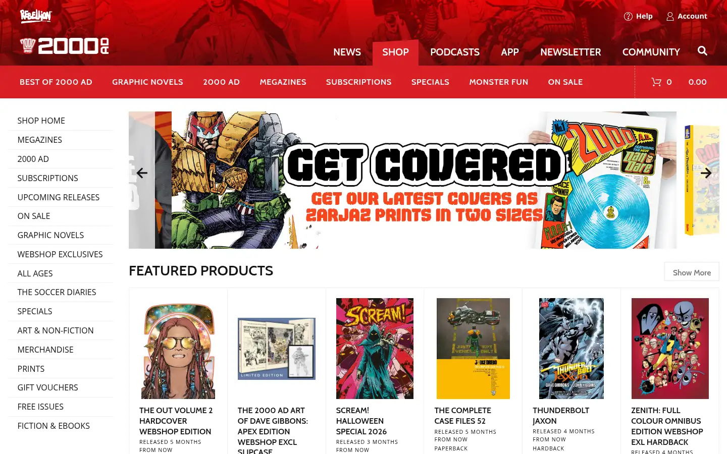 Screenshot of shop.2000ad.com