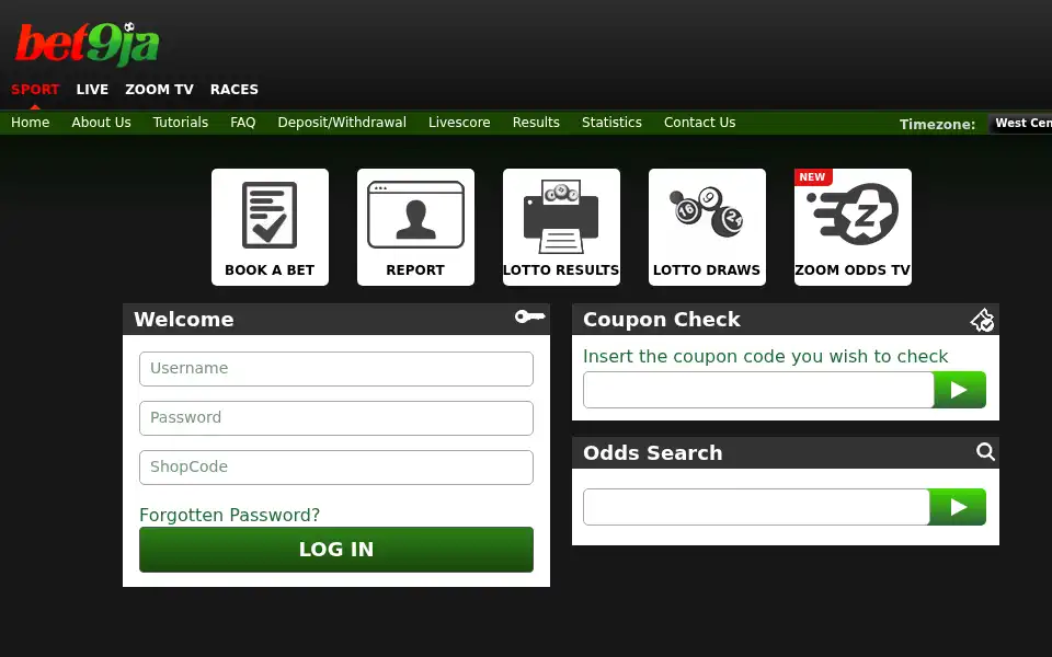 Screenshot of shop.bet9ja.com