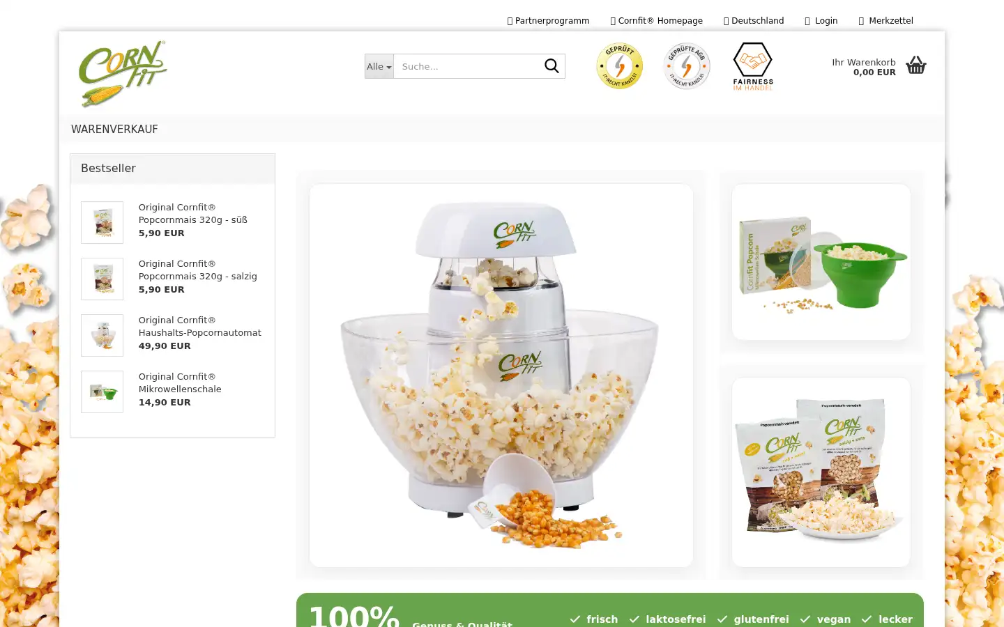 Screenshot of shop.cornfit.de