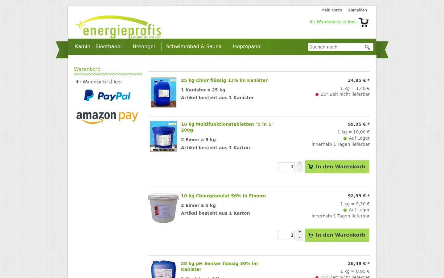 Screenshot of shop.energieprofis.net