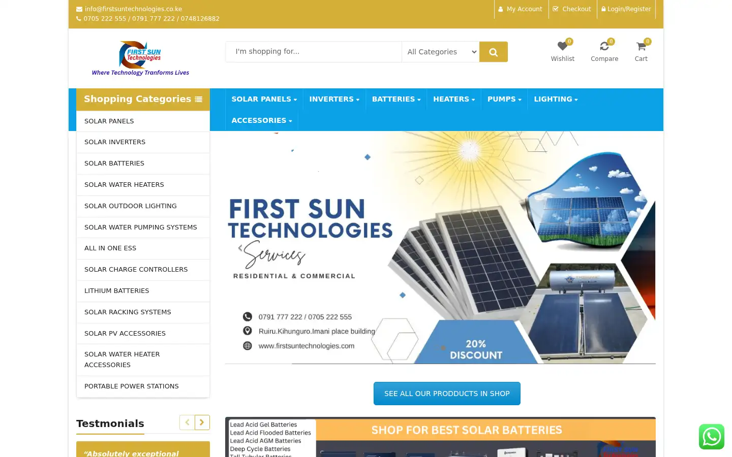 Screenshot of shop.firstsuntechnologies.co.ke