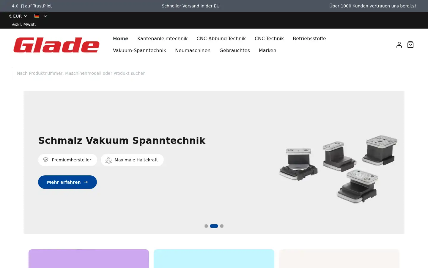 Screenshot of shop.glade-cnc.de