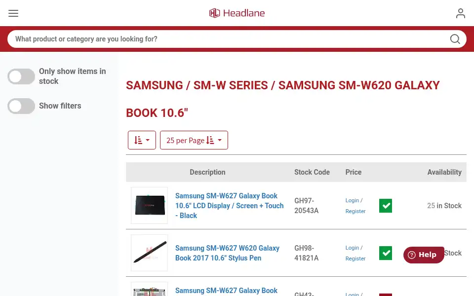 Screenshot of shop.headlane.co.uk