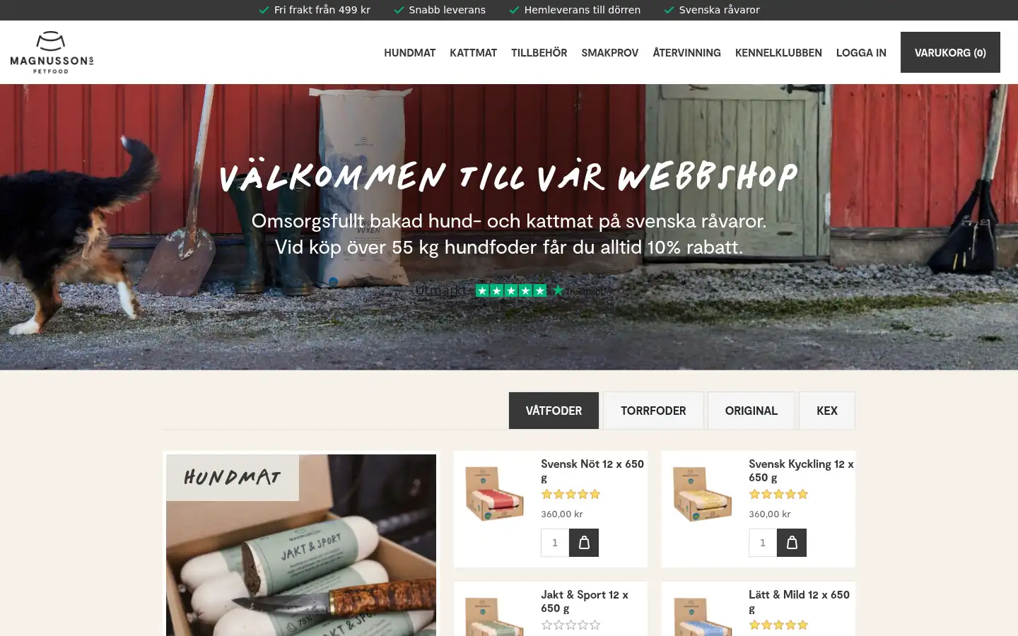 Screenshot of shop.magnussonpetfood.se