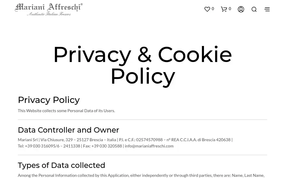 Screenshot of shop.marianiaffreschi.com