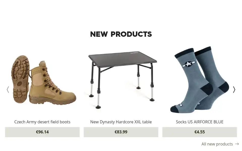 Screenshot of shop.militaryrange.eu