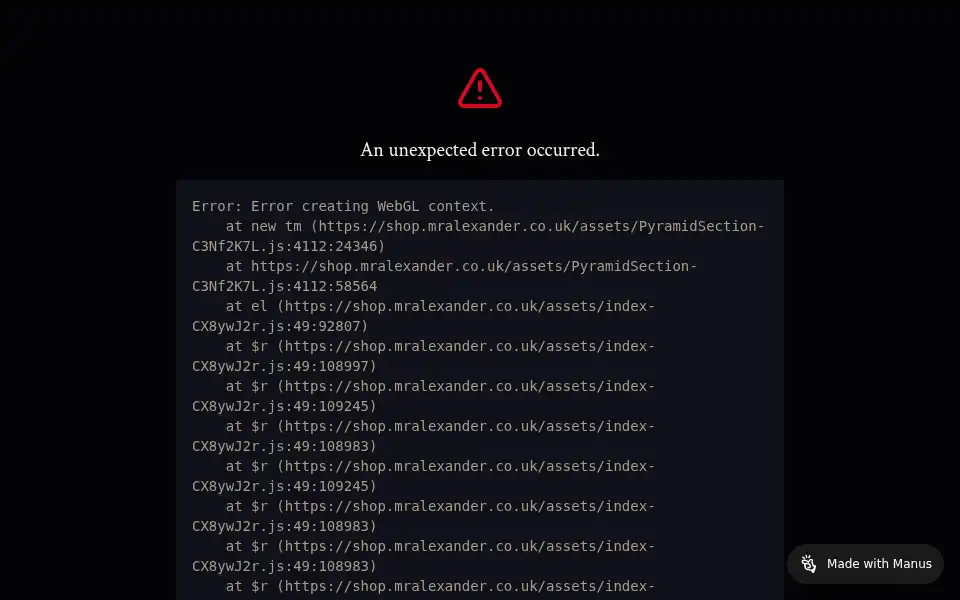 Screenshot of shop.mralexander.co.uk