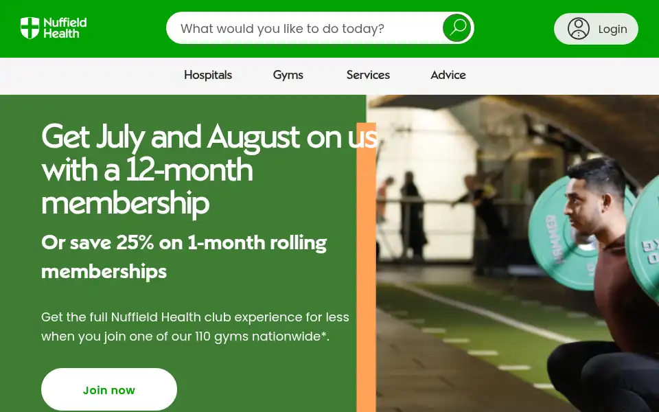 Screenshot of shop.nuffieldhealth.com
