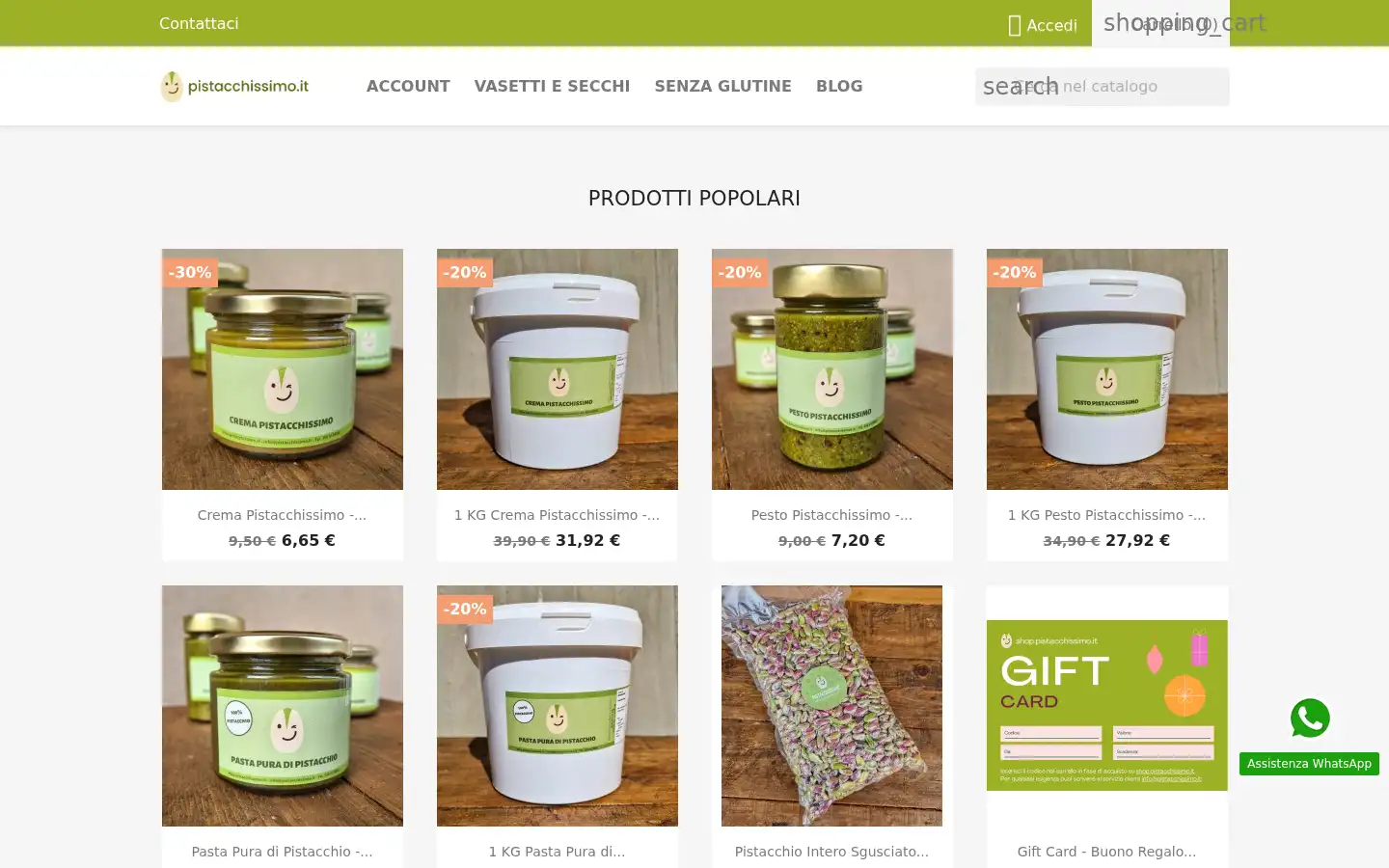 Screenshot of shop.pistacchissimo.it
