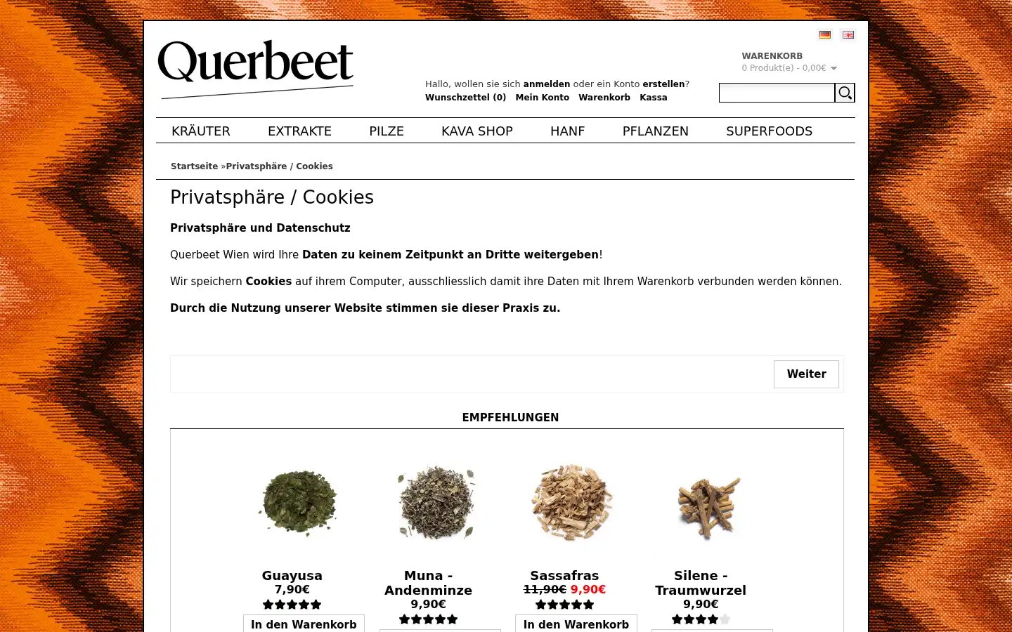 Screenshot of shop.querbeet.at