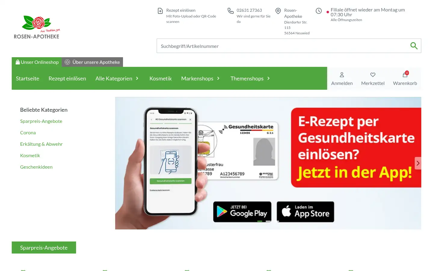 Screenshot of shop.rosen-apotheke-neuwied.de