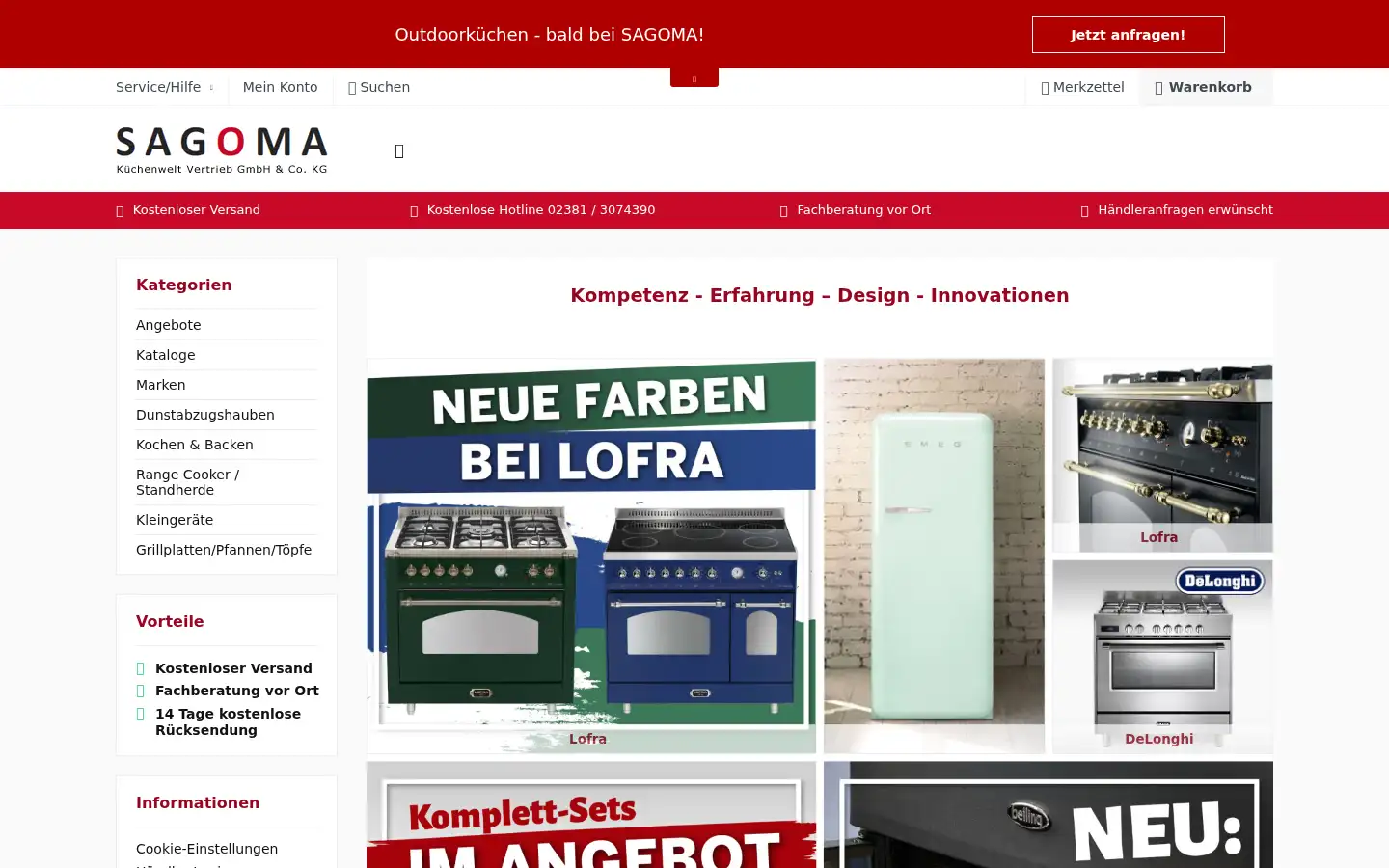 Screenshot of shop.sagoma.de