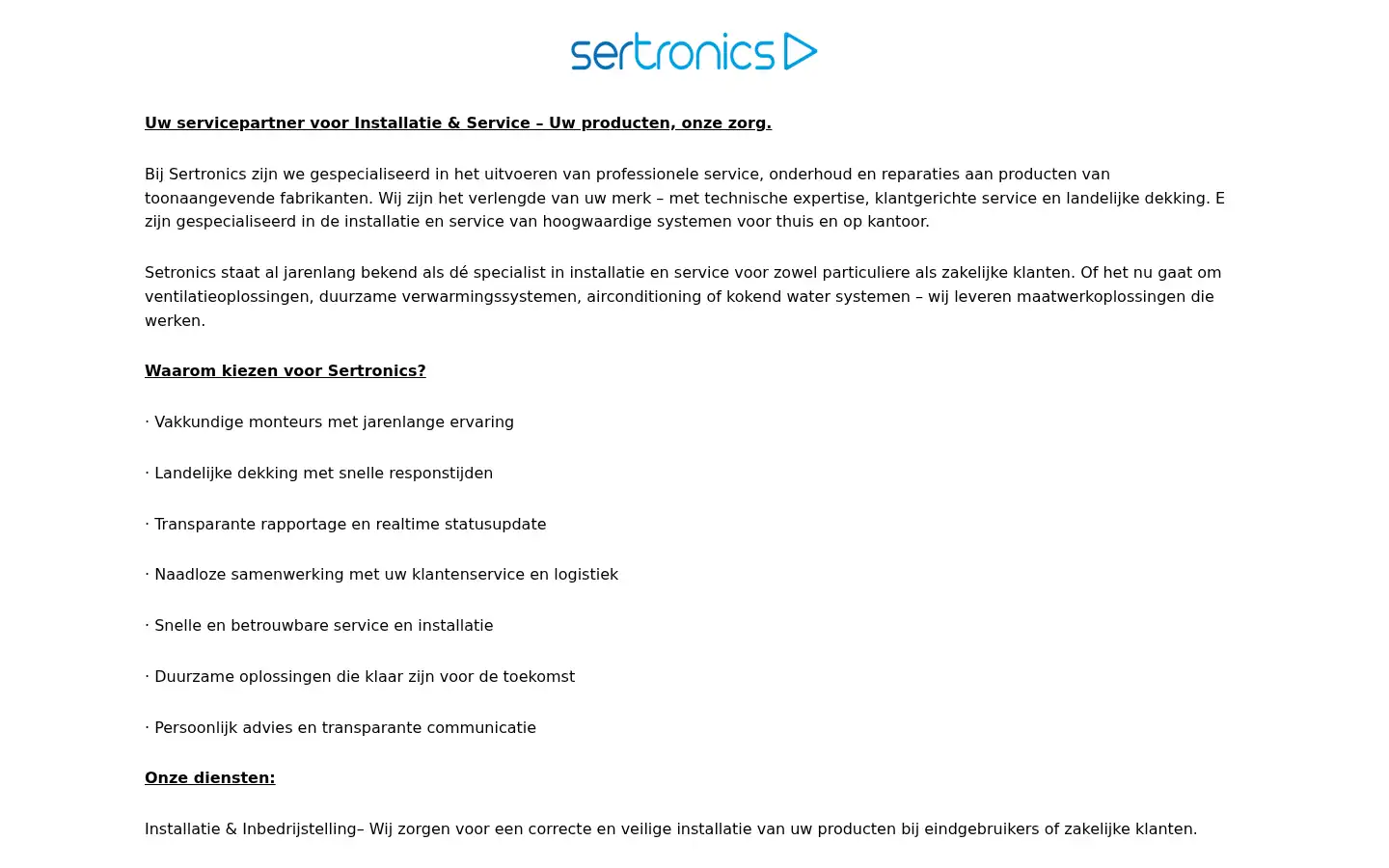 Screenshot of shop.sertronics.nl