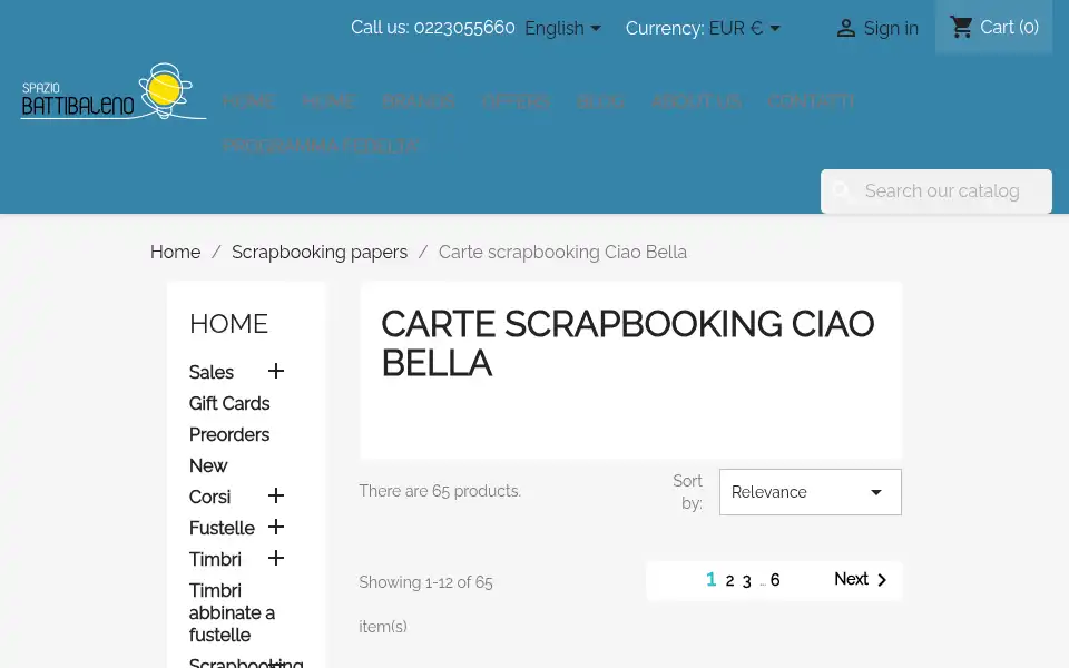 Screenshot of shop.spaziobattibaleno.it