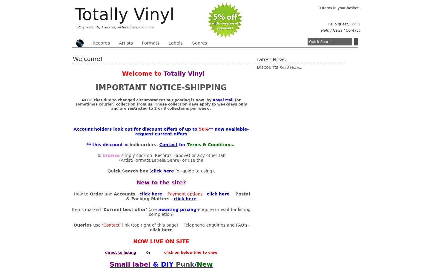 Screenshot of shop.totallyvinyl.com
