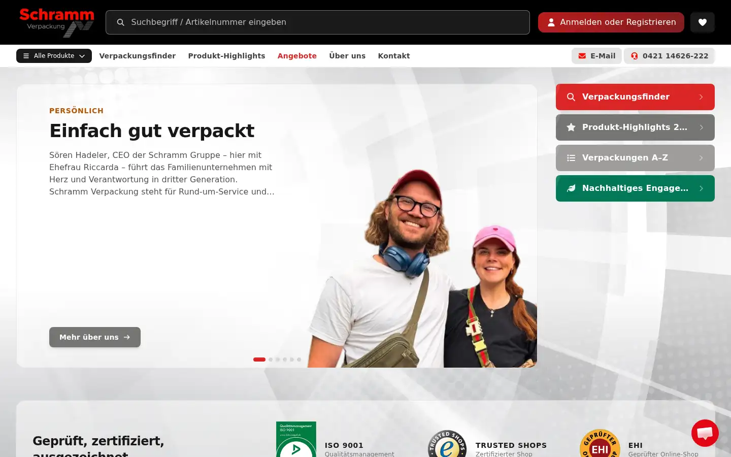 Screenshot of shop.verpackung.de