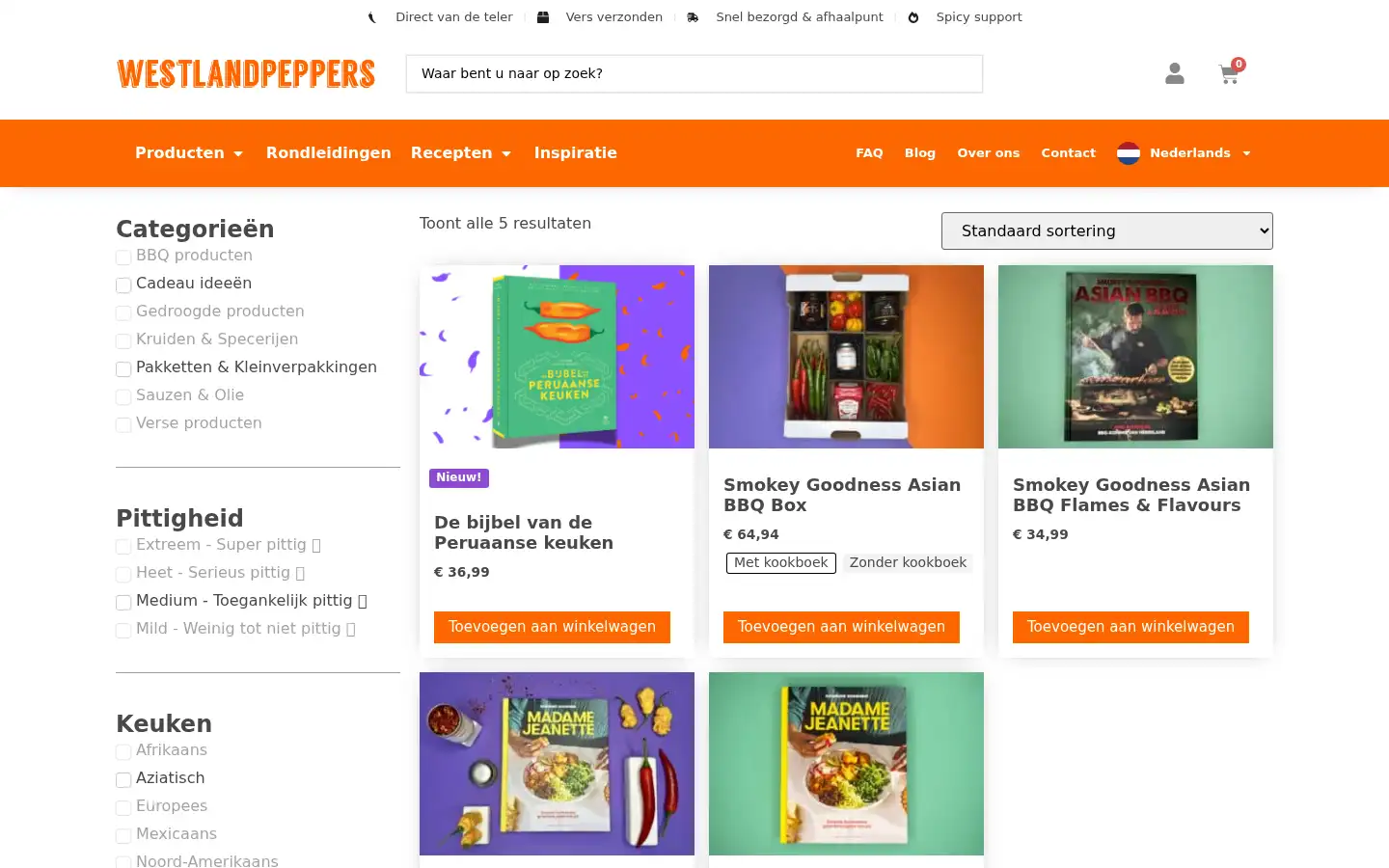 Screenshot of shop.westlandpeppers.com