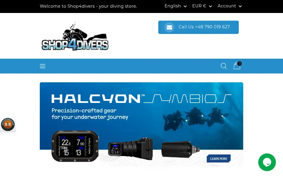 Screenshot of shop4divers.eu
