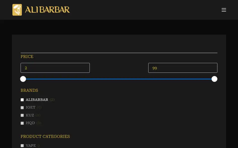 Screenshot of shopalibarbarvape.com