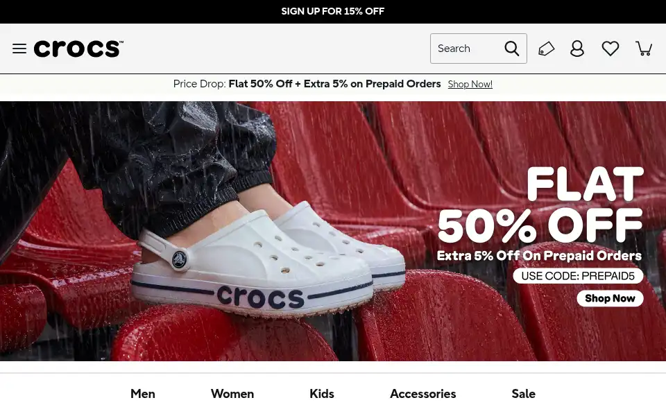 Screenshot of shopcrocs.in