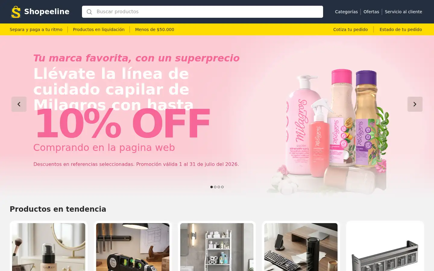 Screenshot of shopeeline.com