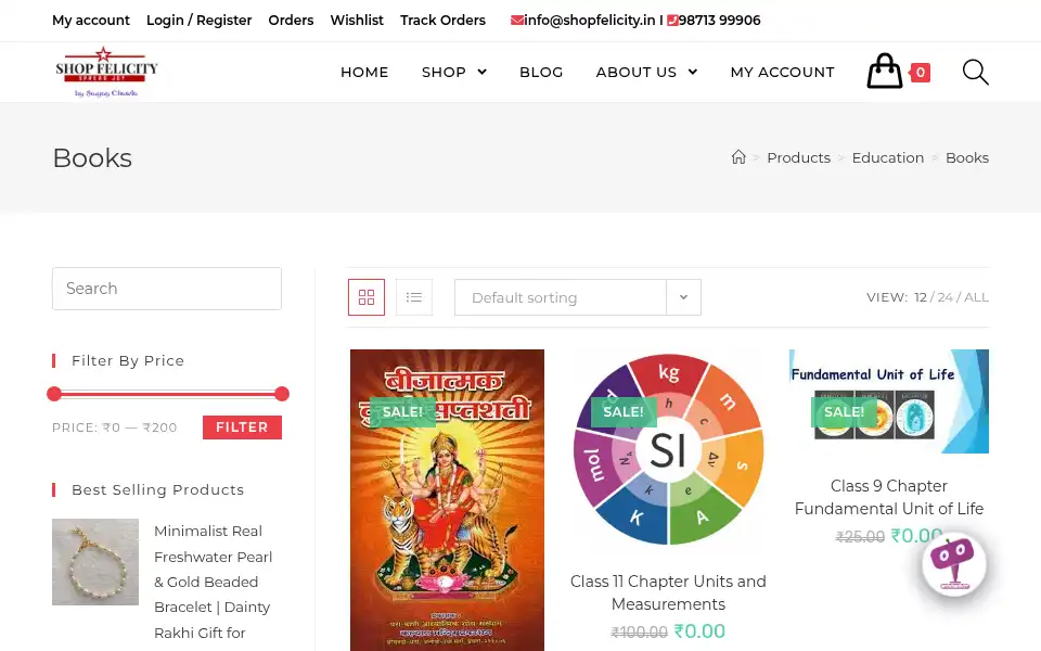 Screenshot of shopfelicity.in