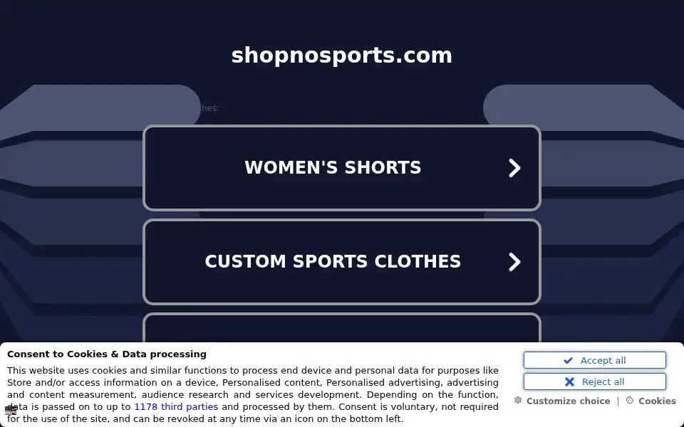 Screenshot of shopnosports.com