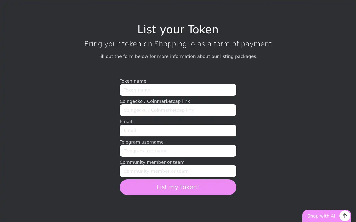 Screenshot of shopping.io
