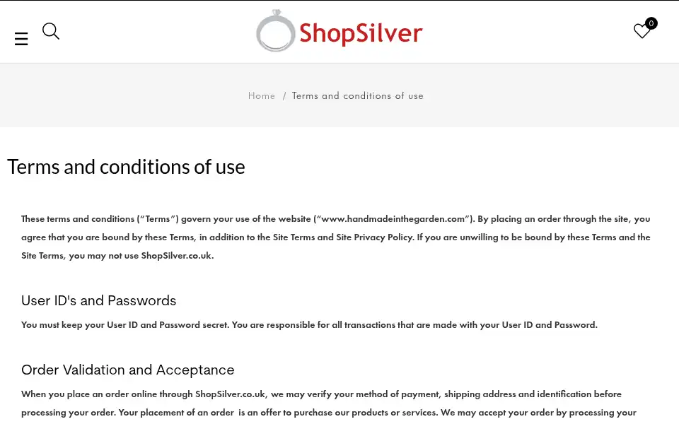 Screenshot of shopsilver.co.uk