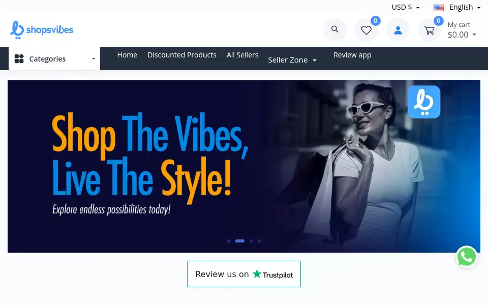 Screenshot of shopsvibes.com