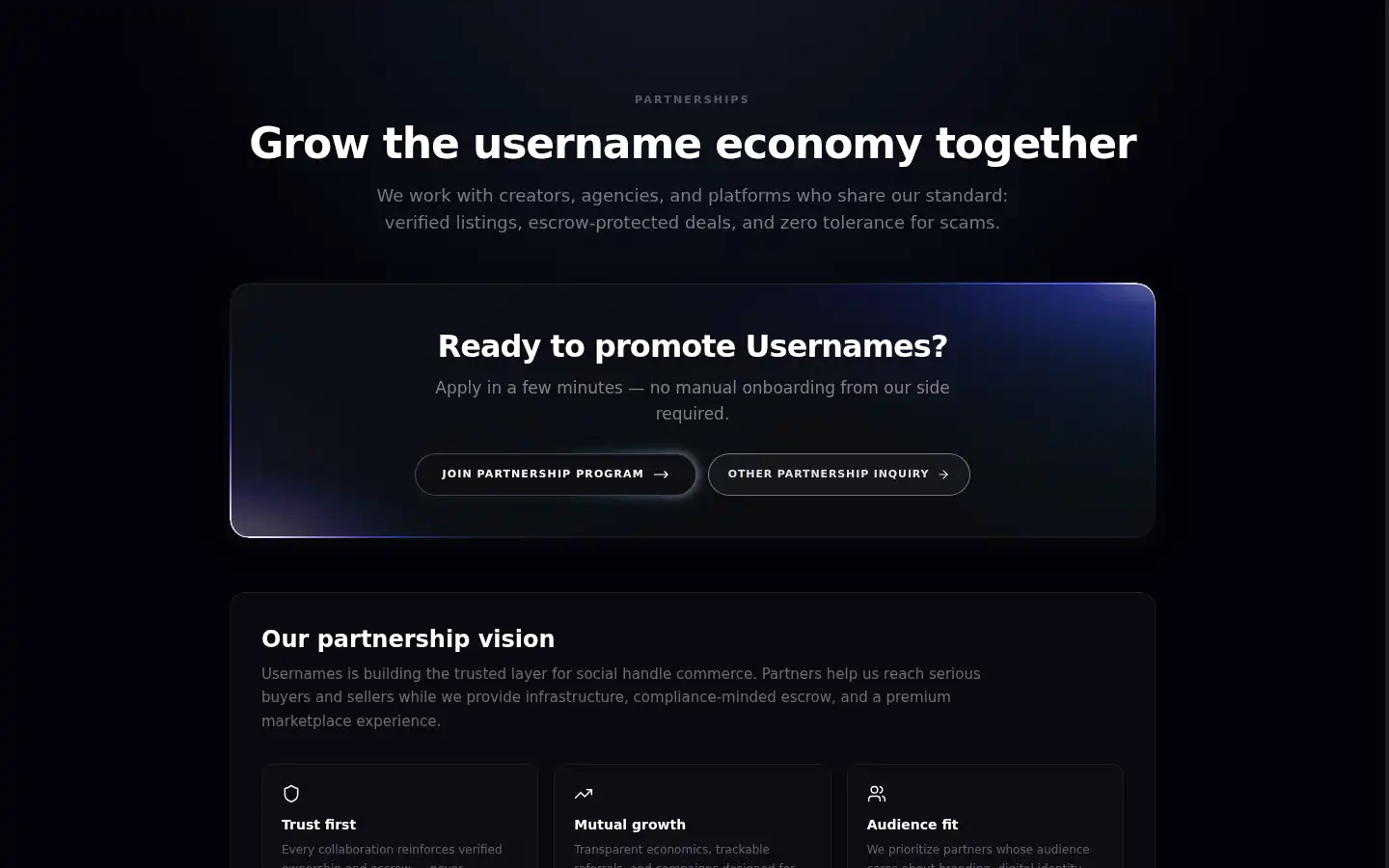 Screenshot of shopusernames.com
