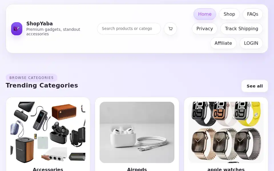 Screenshot of shopyaba.com