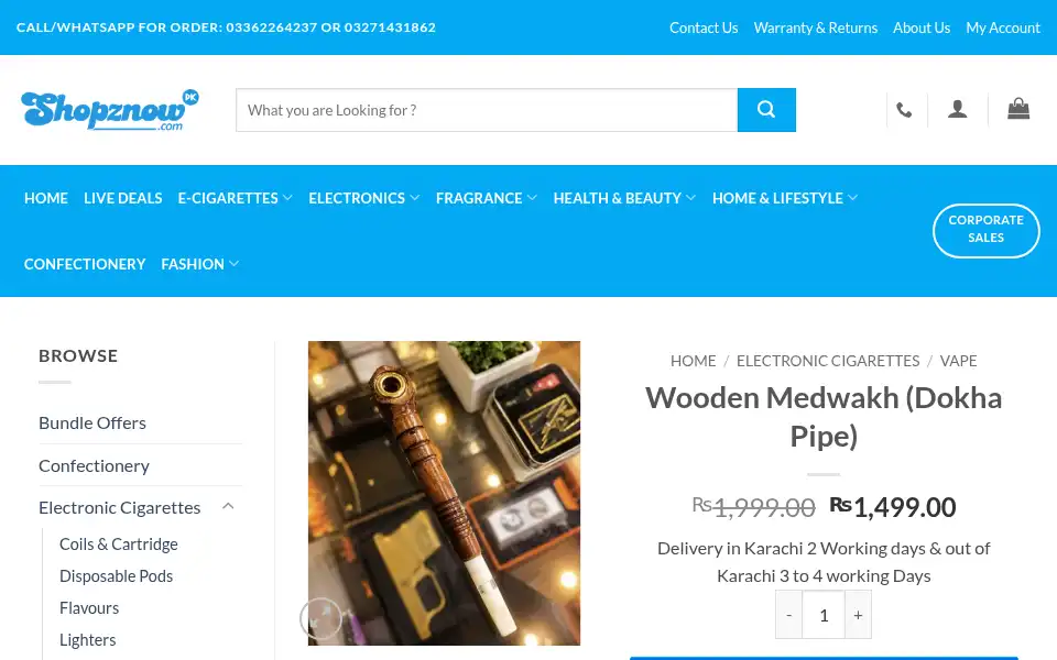 Screenshot of shopznowpk.com