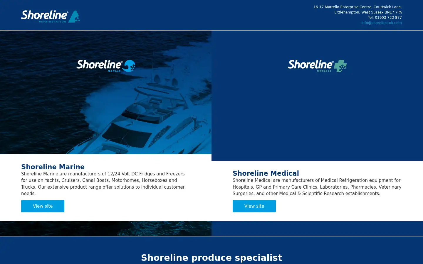 Screenshot of shoreline-uk.com