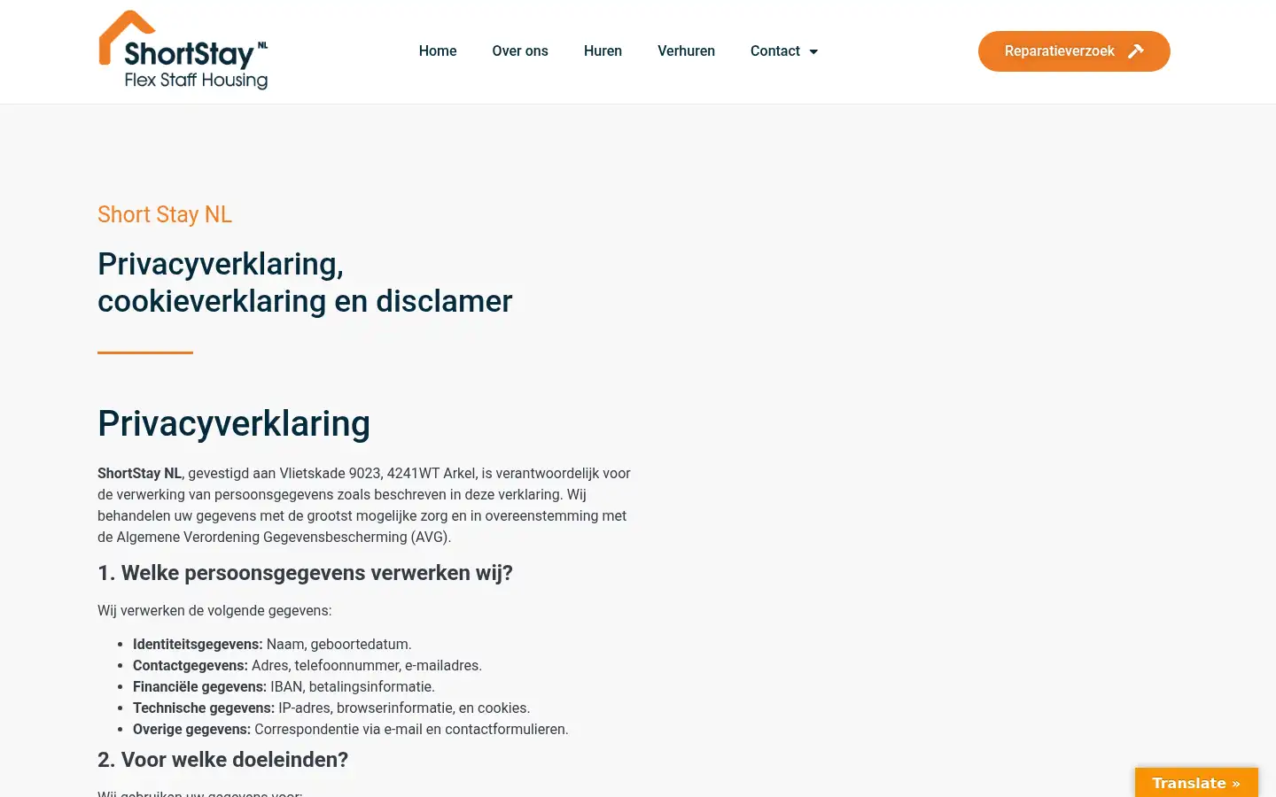 Screenshot of short-staynl.nl