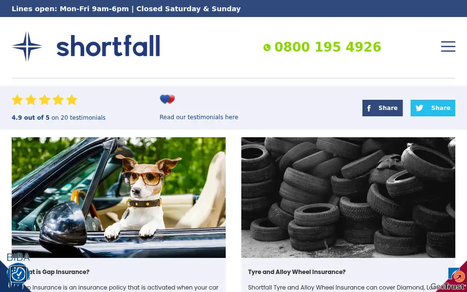 Screenshot of shortfall.co.uk