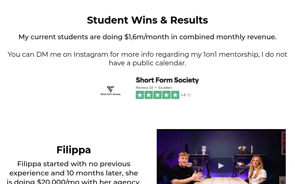 Screenshot of shortformsociety.com