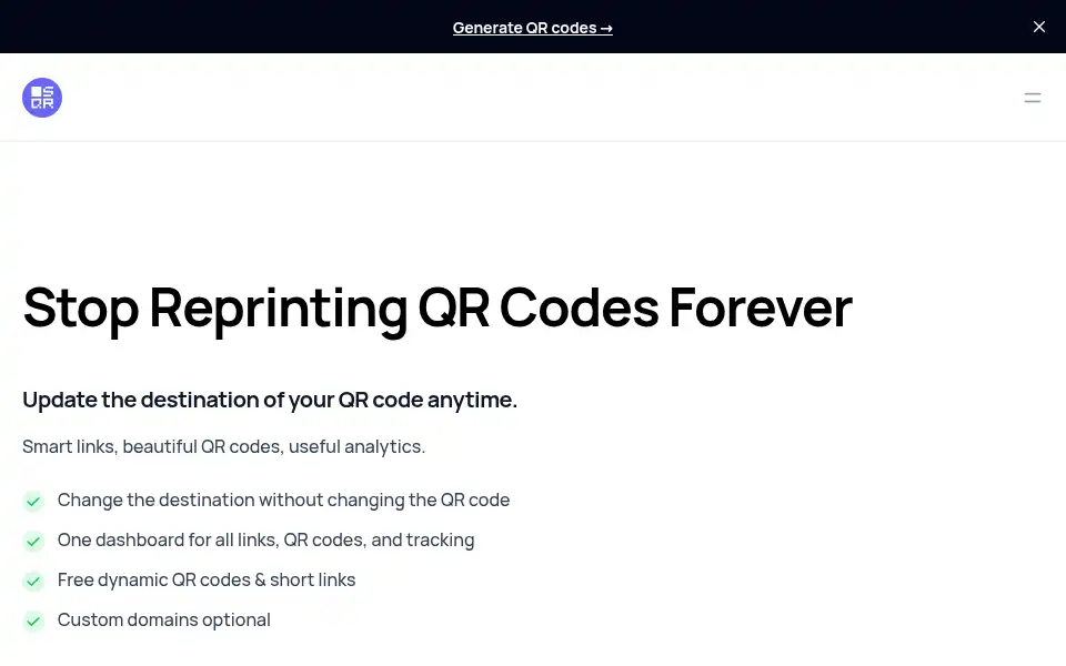 Screenshot of shortqr.com