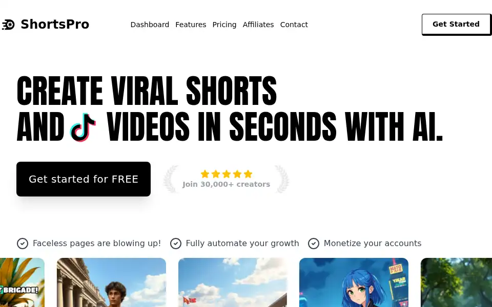 Screenshot of shortspro.co