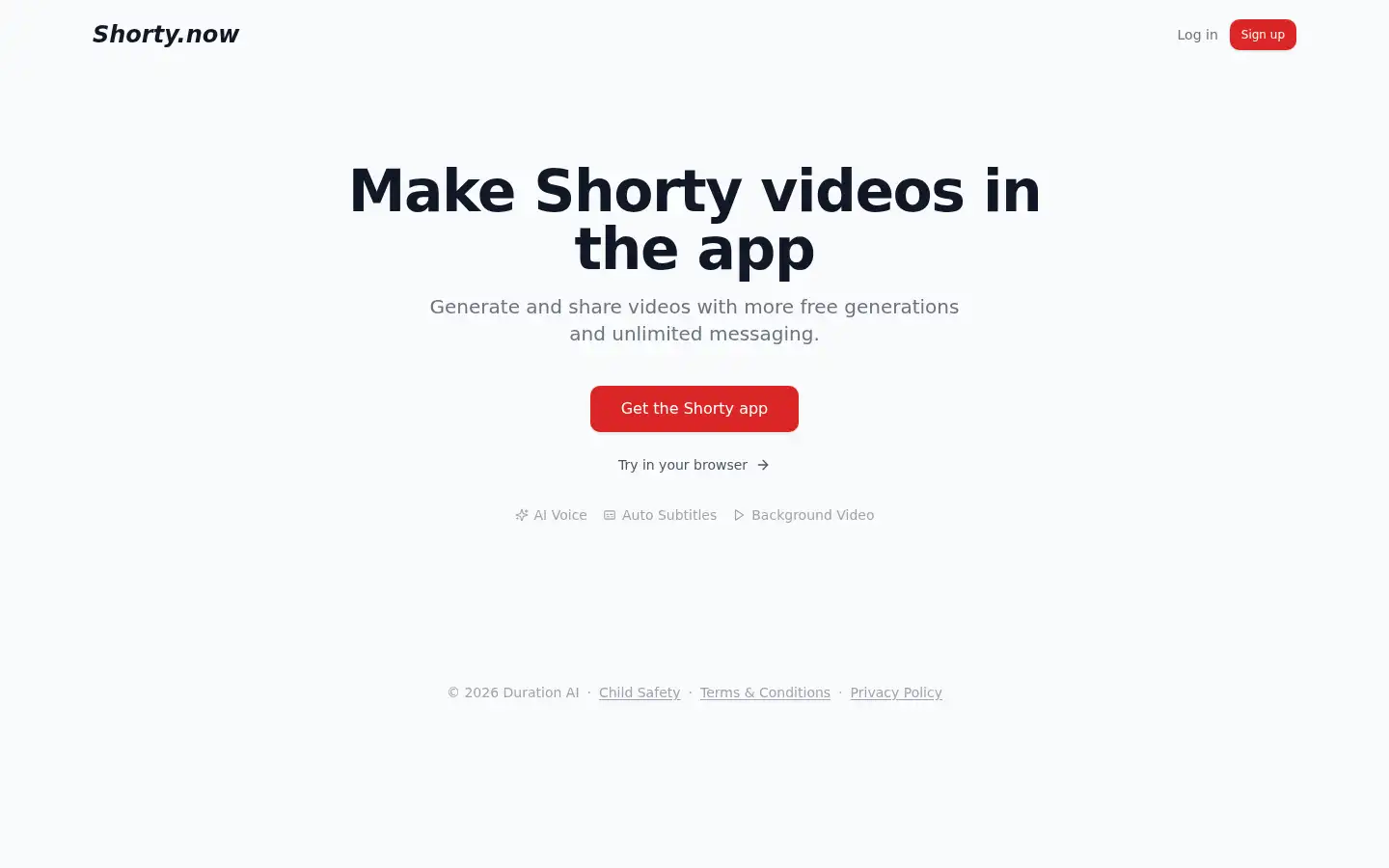 Screenshot of shorty.now