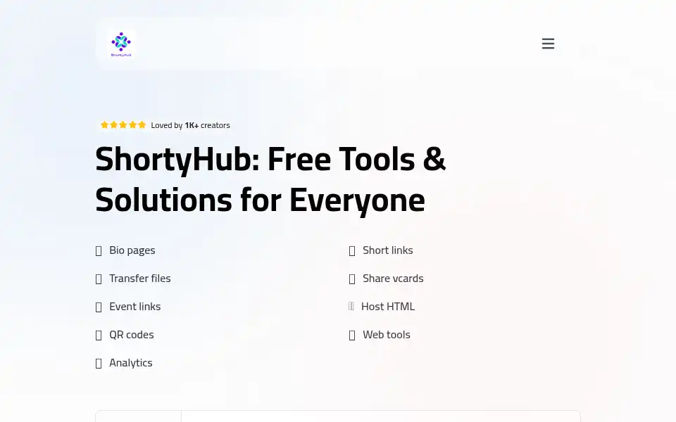 Screenshot of shortyhub.com