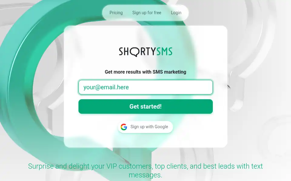 Screenshot of shortysms.com