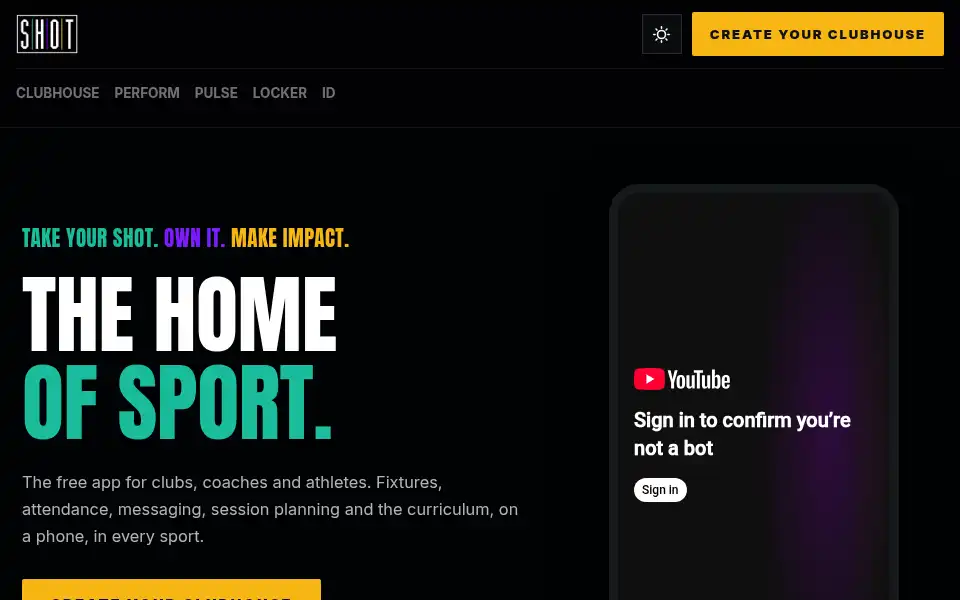 Screenshot of shotclubhouse.com