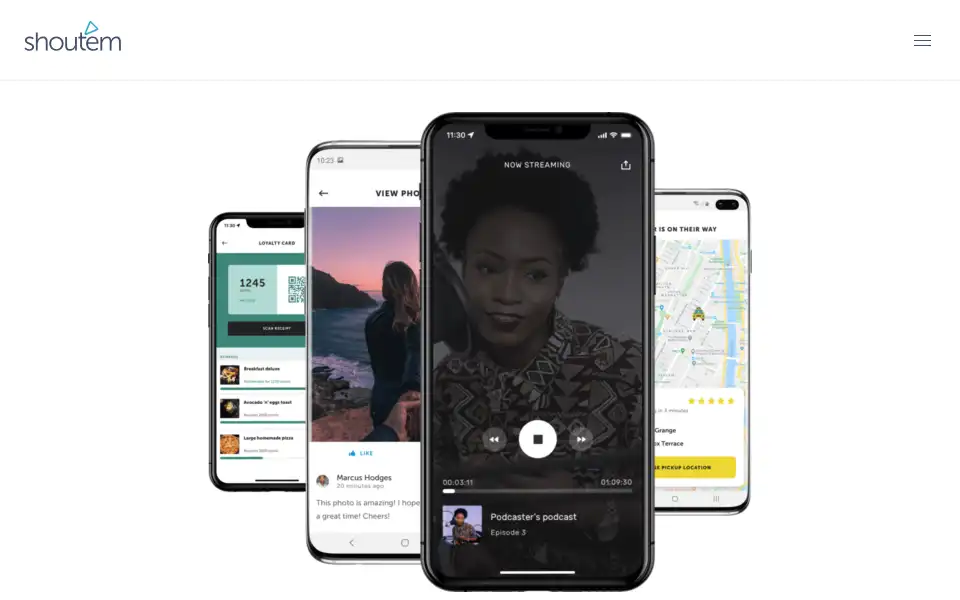 Screenshot of shoutem.com