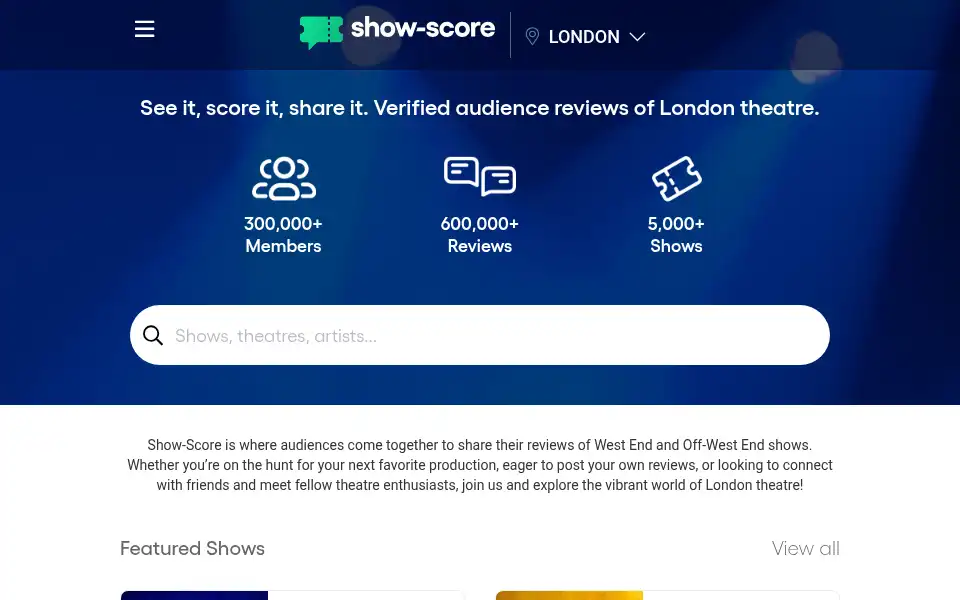 Screenshot of show-score.co.uk