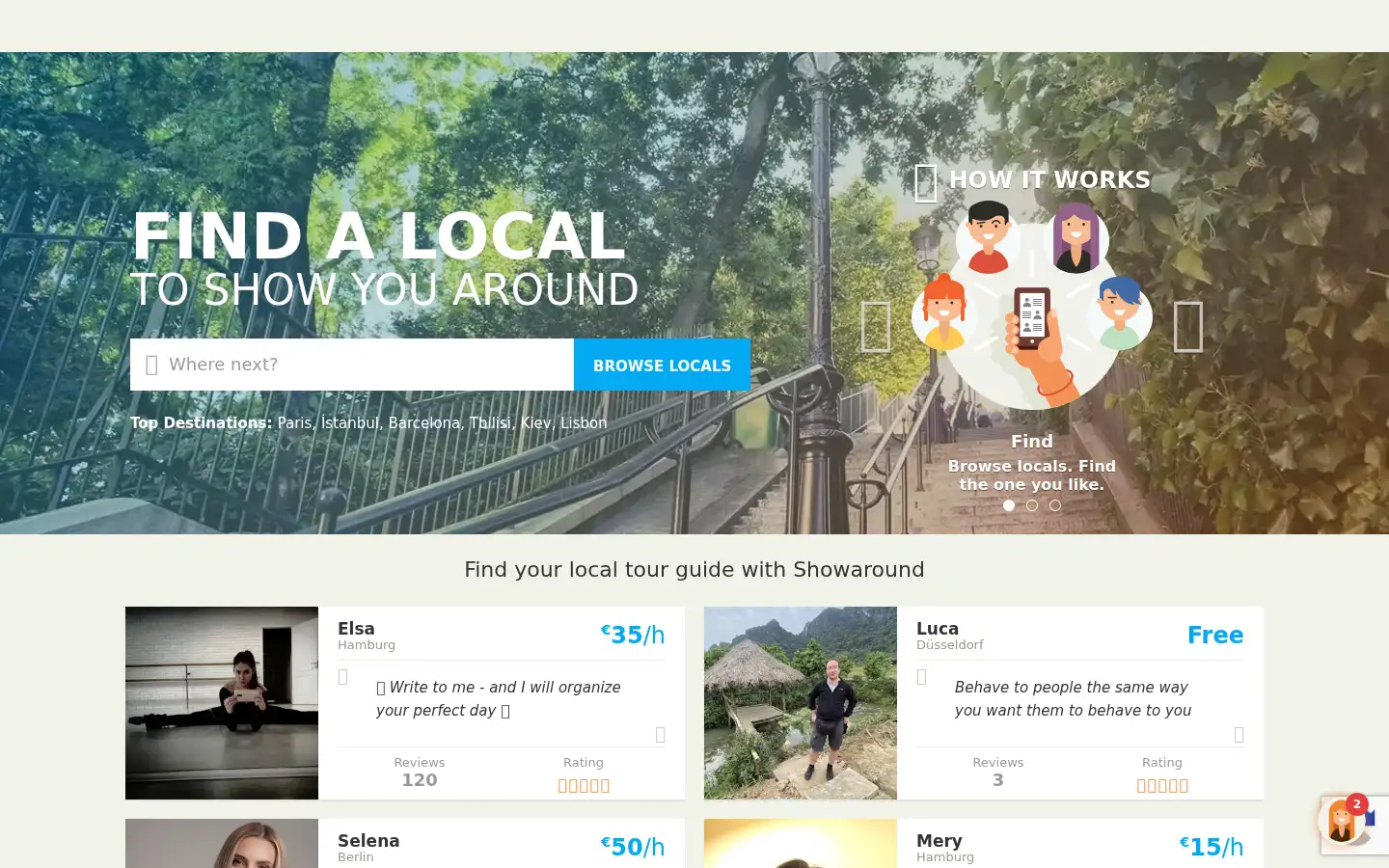 Screenshot of showaround.com