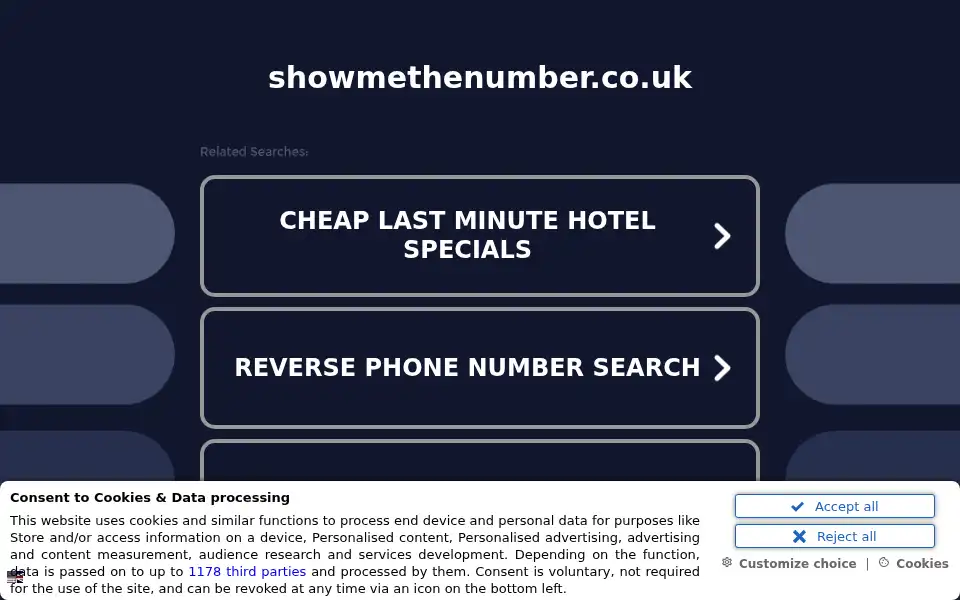 Screenshot of showmethenumber.co.uk