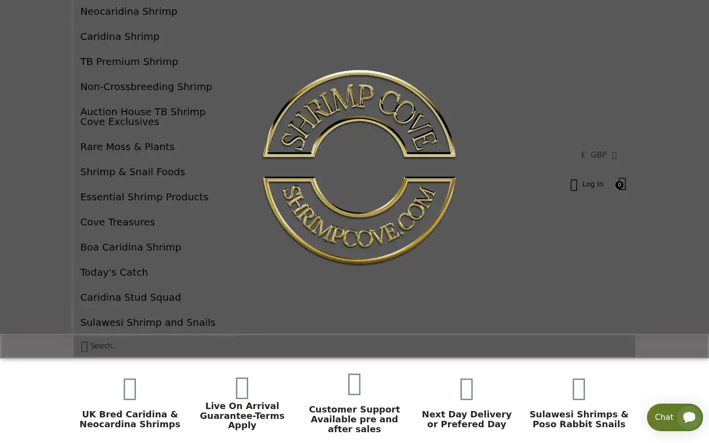 Screenshot of shrimpcove.com