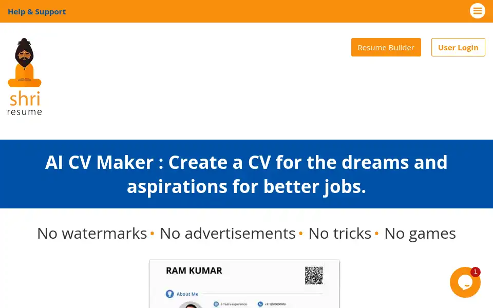 Screenshot of shriresume.com