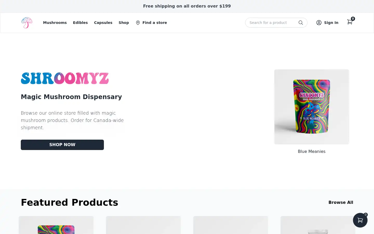 Screenshot of shroomyz.com